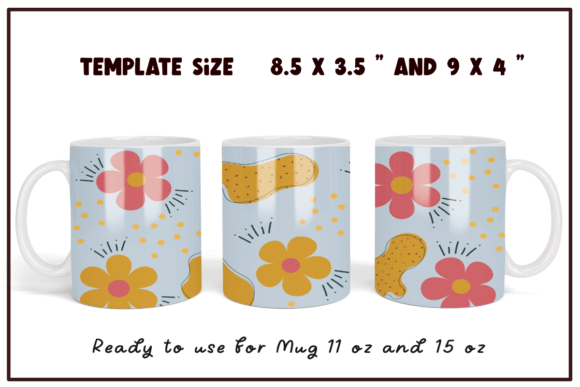 Boho Flowers Coffee Mug Sublimation Graphics for Crafts