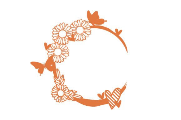 Circular Frame - Flowers Hearts and Butterflies for Crafts