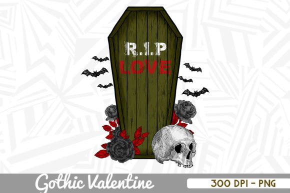 Coffin Skull Roses Gothic Valentine Graphics for Crafts