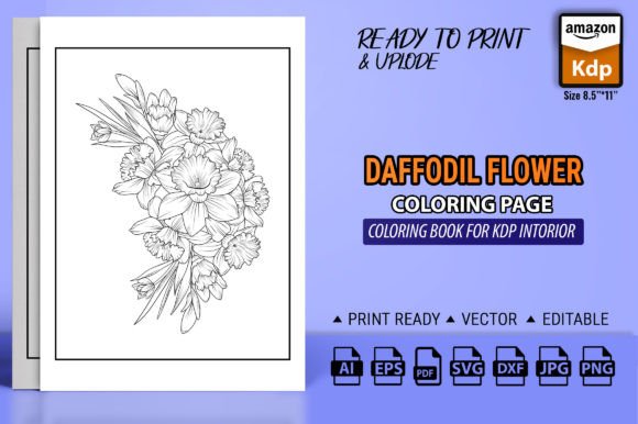 Daffodil Flowers Coloring Page Books Graphics
