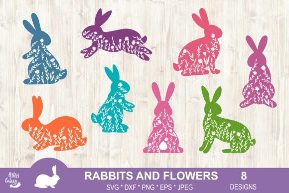 Floral Easter Bunny Graphics for Crafts