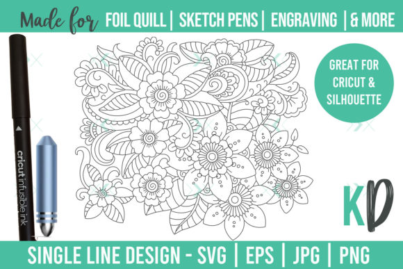 Floral Flowers Single Line Graphics for Crafts
