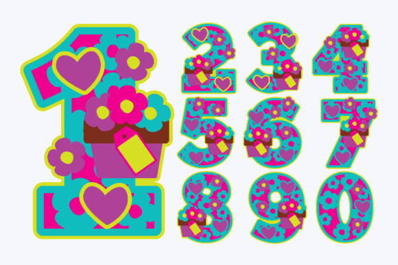 Flowers Numbers Graphics for Crafts
