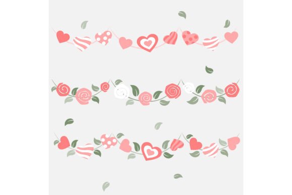 Heart and Roses Bunting Sticker Graphics for Crafts