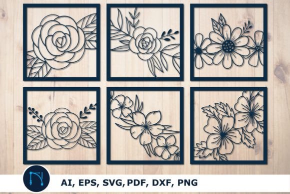 Laser Cut Decorative Flowers SVG Bundle for Graphics and Crafts