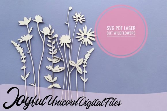 Laser Cut Wildflowers SVG for Wall Decor and Website Design