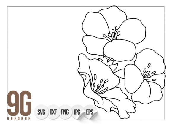 Line Detail Flowers Graphics for Print Templates
