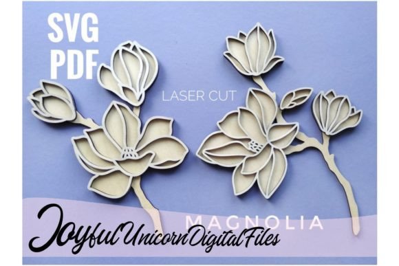 Magnolia SVG Laser Cut Flower for Stands