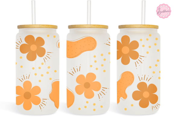 Orange Flowers Boho Graphics for Print Templates