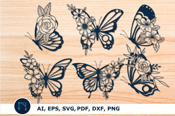 Paper Cut Butterfly Flowers SVG Bundle for Laser Cutting Ornaments
