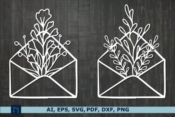 Paper Cut Envelope Flowers Graphics for Crafts