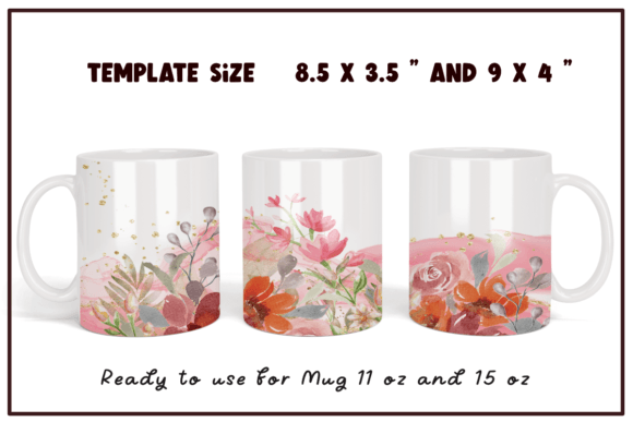 Pink Flowers Watercolor Coffee Mug Graphics for Crafts