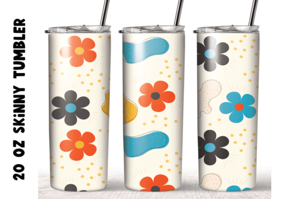 Retro Flowers Boho Graphics for Crafts