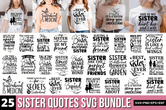 Sister Quotes SVG Bundle for Crafts and Graphics