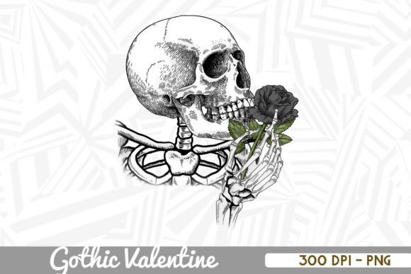 Skeleton Black Roses Gothic Valentine
