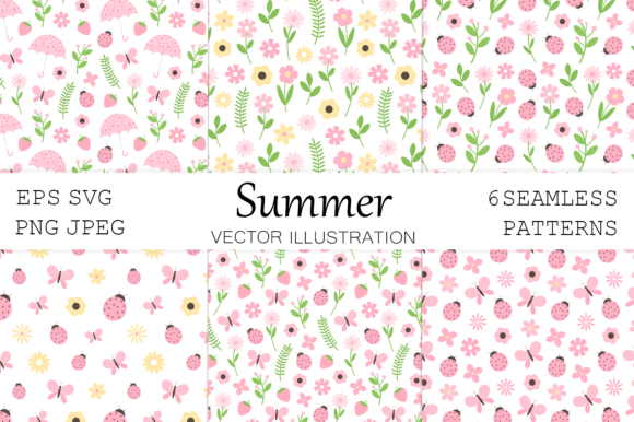 Summer Flowers Pattern. Insect Pattern. Graphics for Sale