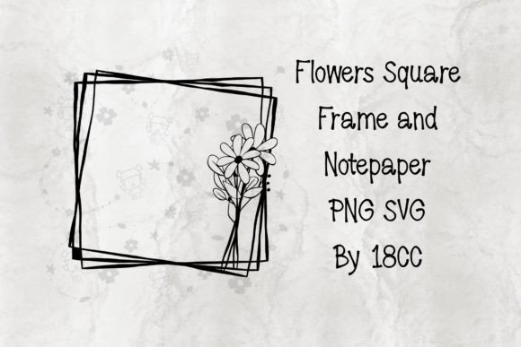 Two Flowers Triple Square Frame PNG SVG