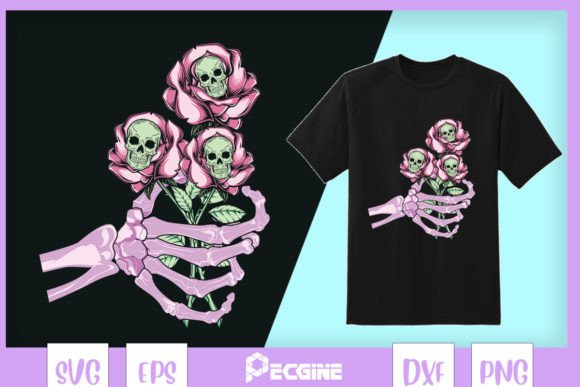 Valentine Skeleton Hand Skulls Roses Graphics for Crafts